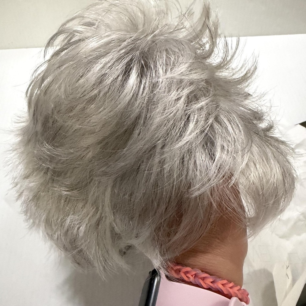 Raquel Welch Silver Short Layered Synthetic Wig Medium Classic RW Memory Cap